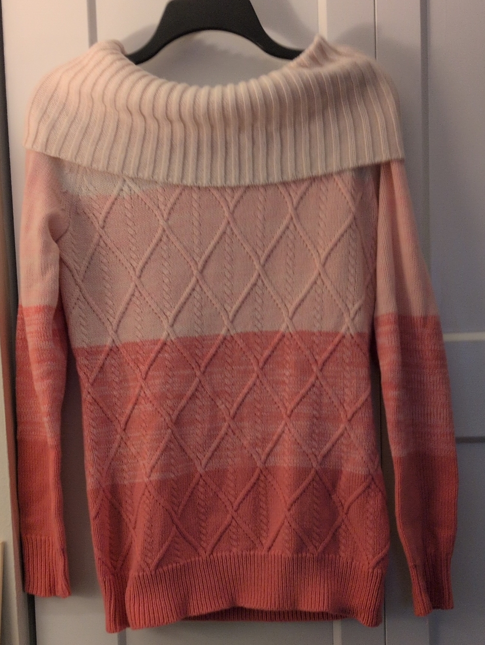 Women's Ombre Pink Cable-Knit Boatneck Sweater